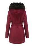 1950s Solid Zipper Fur Trimmed Coat