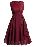 [Plus Size] 1950s Solid Lace Swing Vintage Dress