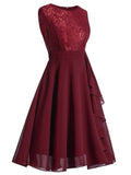 [Plus Size] 1950s Solid Lace Swing Vintage Dress