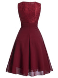[Plus Size] 1950s Solid Lace Swing Vintage Dress