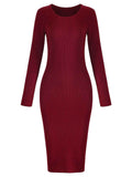 1960s Scoop Collar Solid Hip Dress