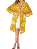 Solid Floral Lace-up Cover Up