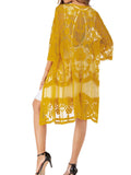Solid Floral Lace-up Cover Up