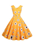 1950s Daisy Sleeveless Swing Dress
