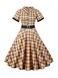 1950s Plaids Belted Swing Dress