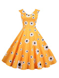 1950s Daisy Sleeveless Swing Dress
