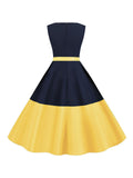1950s Patchwork Belted Swing Dress