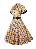 1950s Plaids Belted Swing Dress