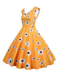 1950s Daisy Sleeveless Swing Dress