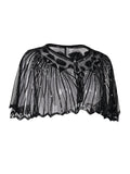 [US Warehouse] Black 1920s Shawl Beaded Sequin Flapper Cape