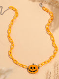 Retro Halloween Pumpkin Drop Necklace