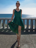 Dark Green 1950s Hi-Lo Swing Dress