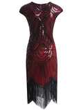 [US Warehouse] Red 1920s Sequin Beaded Fringed Dress