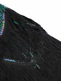 Green 1920s Sequined Fringe Dress