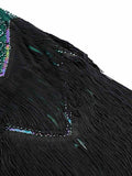 Dark Geen 1920s Sequined Fringe Dress