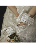 Retro Silky Bowknot Split Gloves